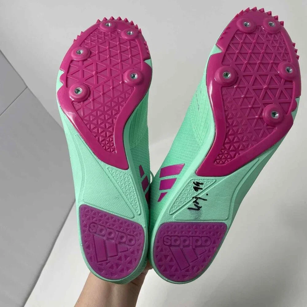 Adidas Adizero Distancestar Track Shoes Mens 11.5 GV9078 Mint Green Pink NEW - Picture 8 of 8